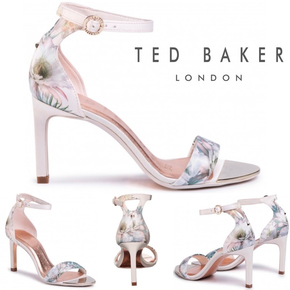 Floral Heels Sandals Pumps Ankle Strap 